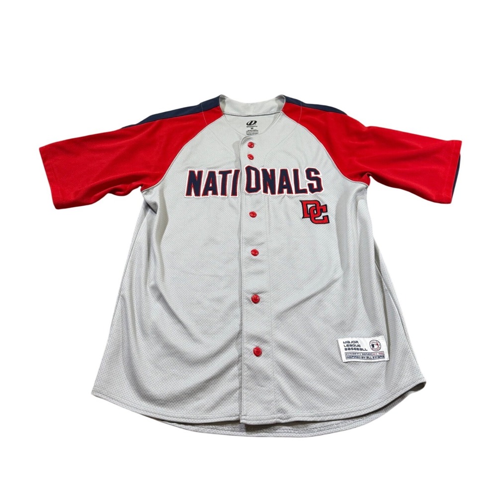 MLB Washington Nationals Baseball Jersey Athleisure Sports Gray Button Up‎ M